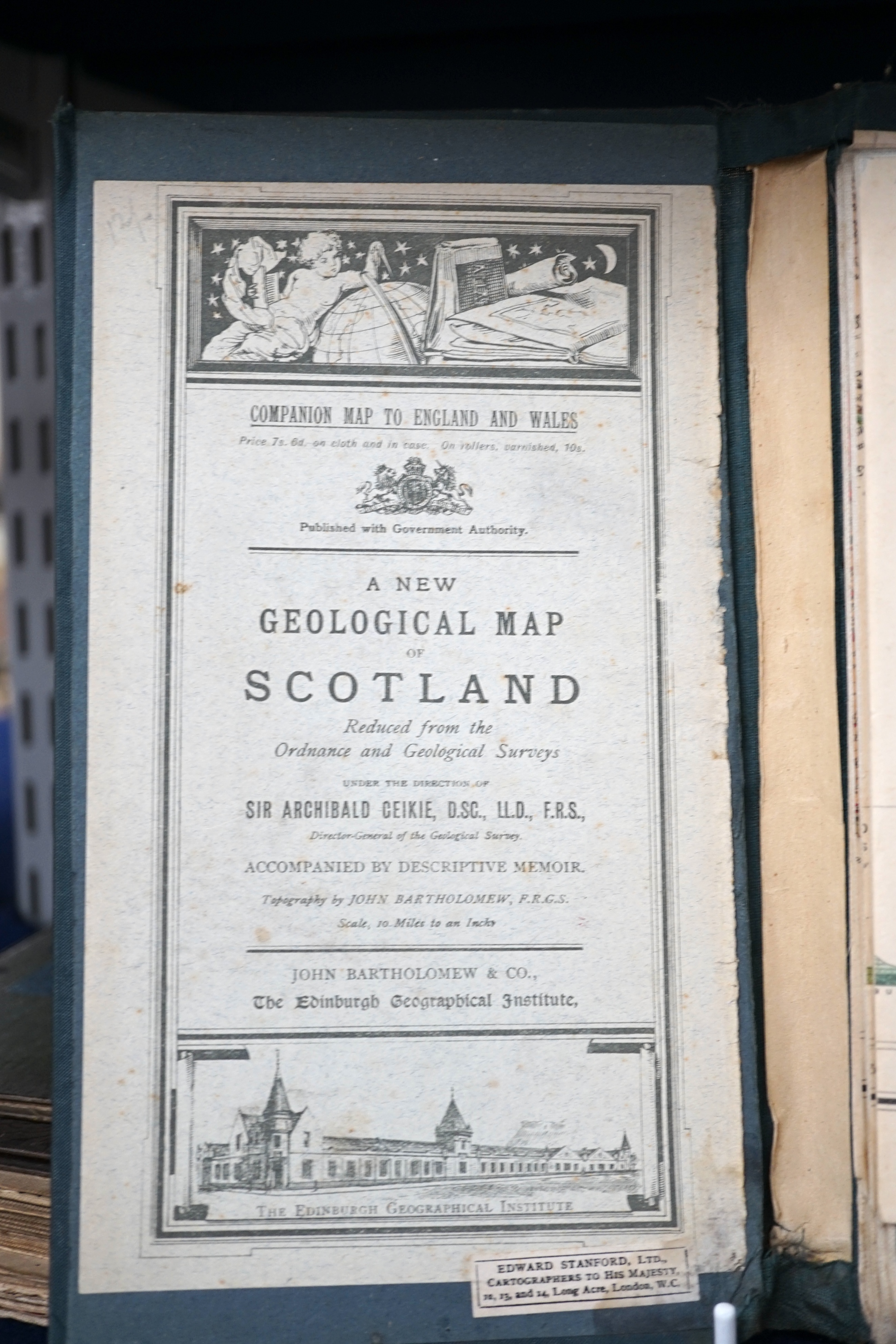 Five mid-19th to early 20th century folding maps; including Adams new map of the environment of London, Newman’s Pocket map of England and Wales, a Bartholomew Geological Map of England and Wales, a J. Cooper, 36 Fetter